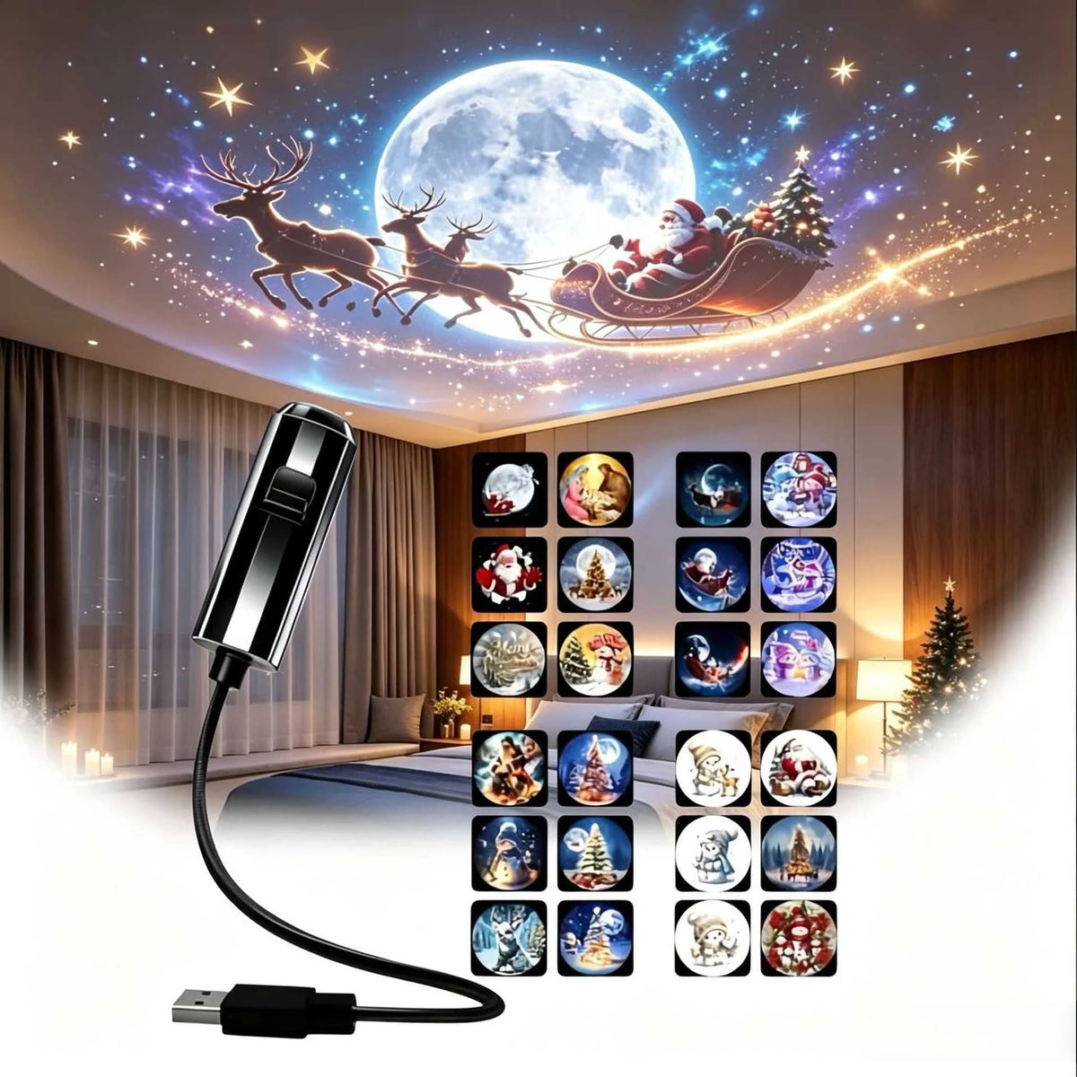 Projecteur de Noël Magique – Transforme ton plafond en 2 secondes